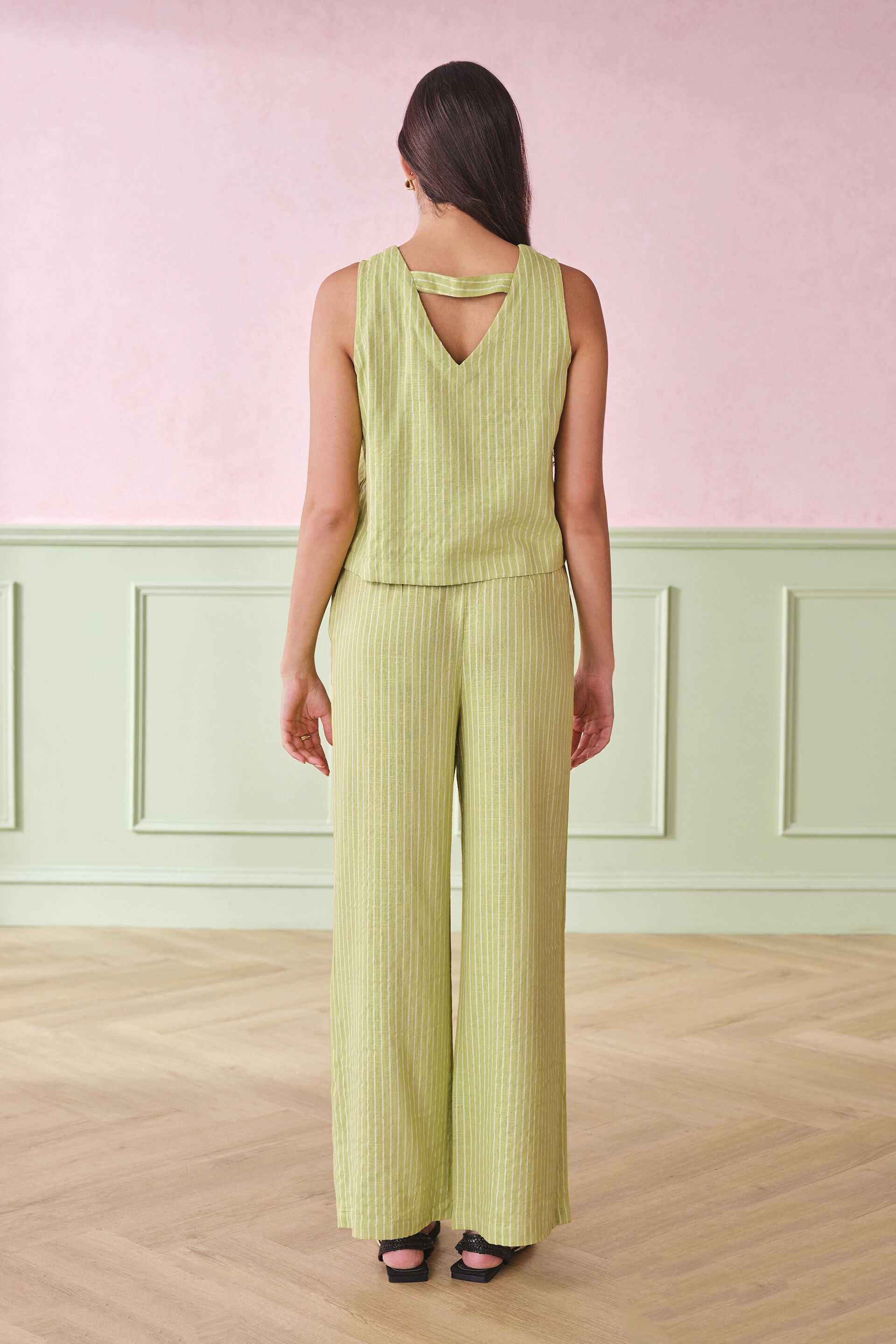 Electric Lime Linen Blend Co-ords, Green, image 5